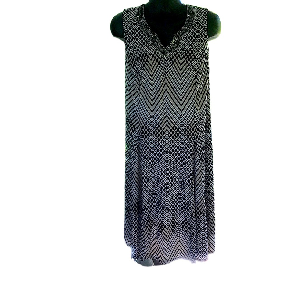 JM Collection Summer Geometric Sleeveless Dress 2x